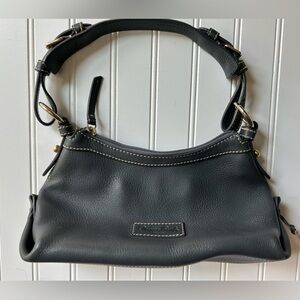 Dooney & Bourke Purse Satchel Black Leather Shoulder Silver Hardware Hobo TSITP